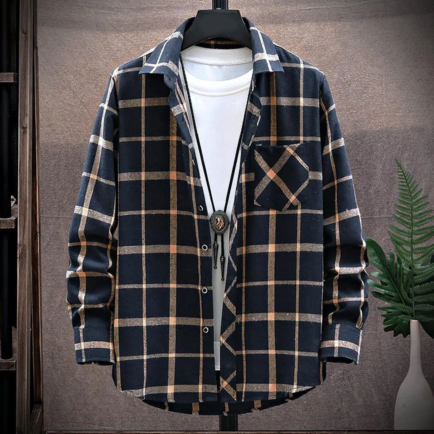 Flannel Shirt for Men,Mens Flannel Plaid Shirts Long Sleeve Flannel Shirt Fashion Casual Cotton Button Down Shirts