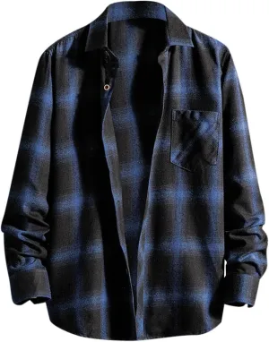 Flannel Shirt for Men,Mens Flannel Plaid Shirts Long Sleeve Flannel Shirt Fashion Casual Cotton Button Down Shirts