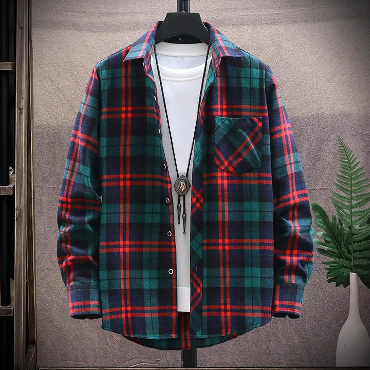 Flannel Shirt for Men,Mens Flannel Plaid Shirts Long Sleeve Flannel Shirt Fashion Casual Cotton Button Down Shirts