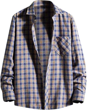 Flannel Shirt for Men,Mens Flannel Plaid Shirts Long Sleeve Flannel Shirt Fashion Casual Cotton Button Down Shirts