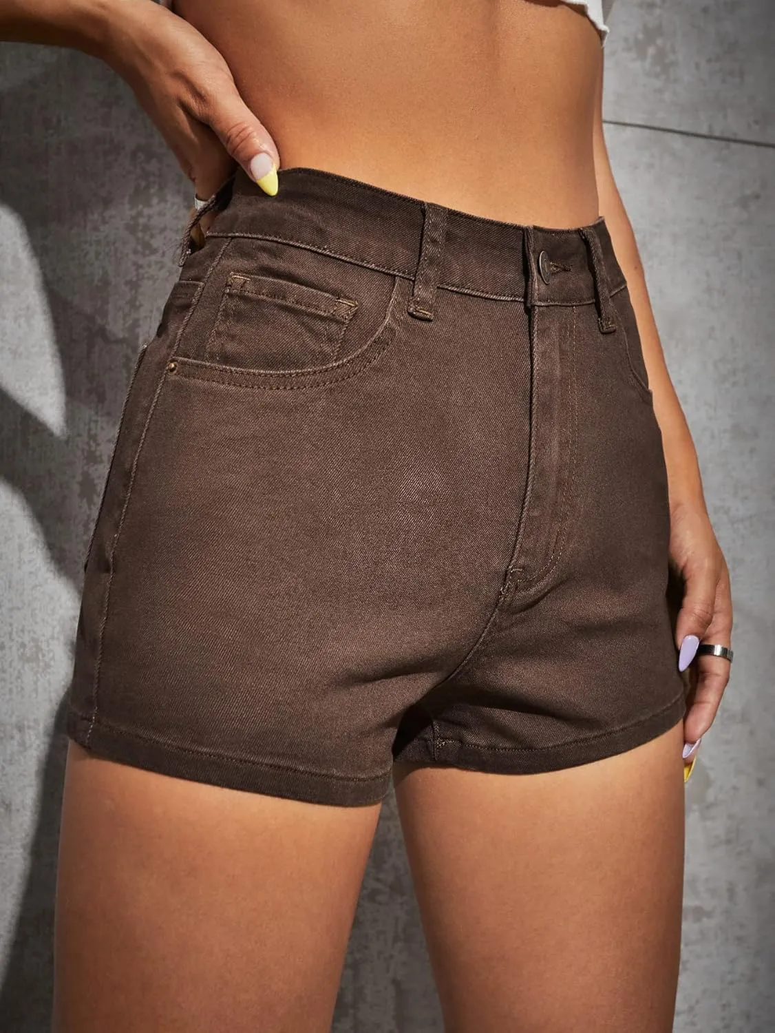 Floerns Women's Casual High Waist Denim Shorts Straight Leg Jean Shorts