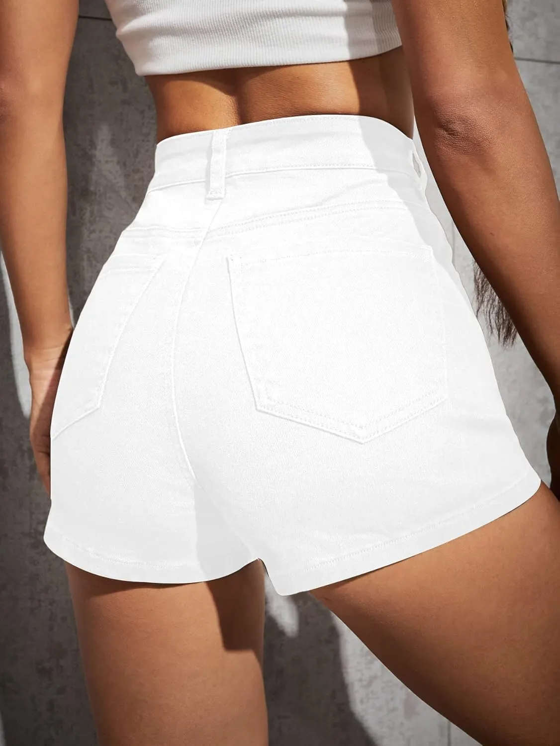 Floerns Women's Casual High Waist Denim Shorts Straight Leg Jean Shorts