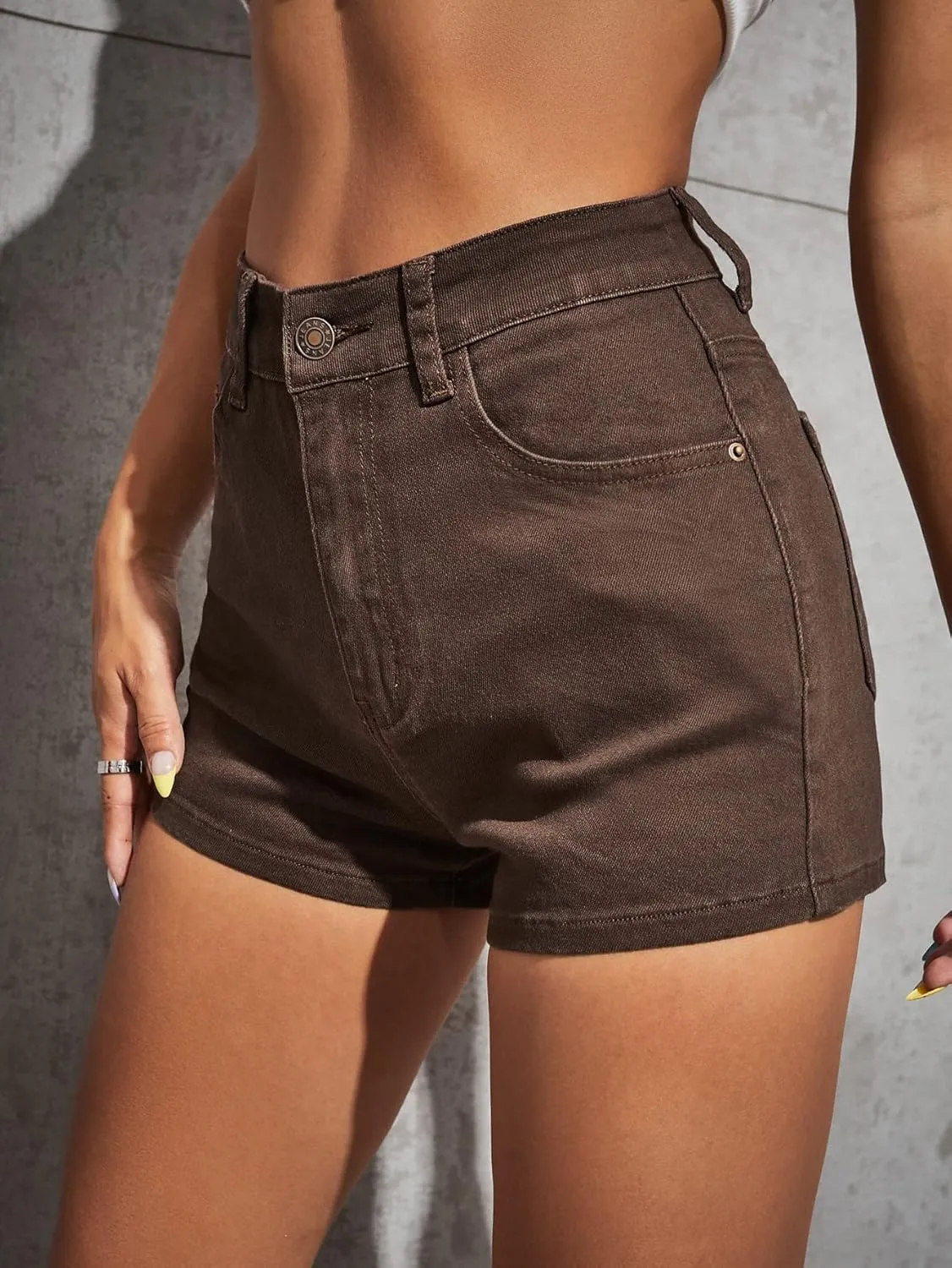 Floerns Women's Casual High Waist Denim Shorts Straight Leg Jean Shorts