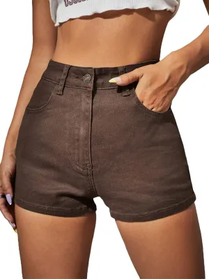 Floerns Women's Casual High Waist Denim Shorts Straight Leg Jean Shorts