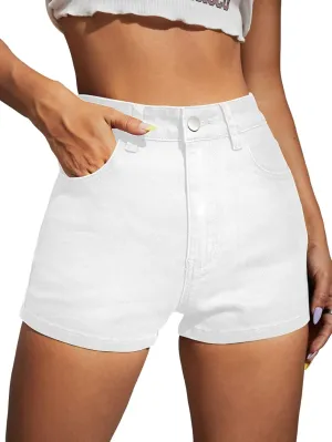 Floerns Women's Casual High Waist Denim Shorts Straight Leg Jean Shorts