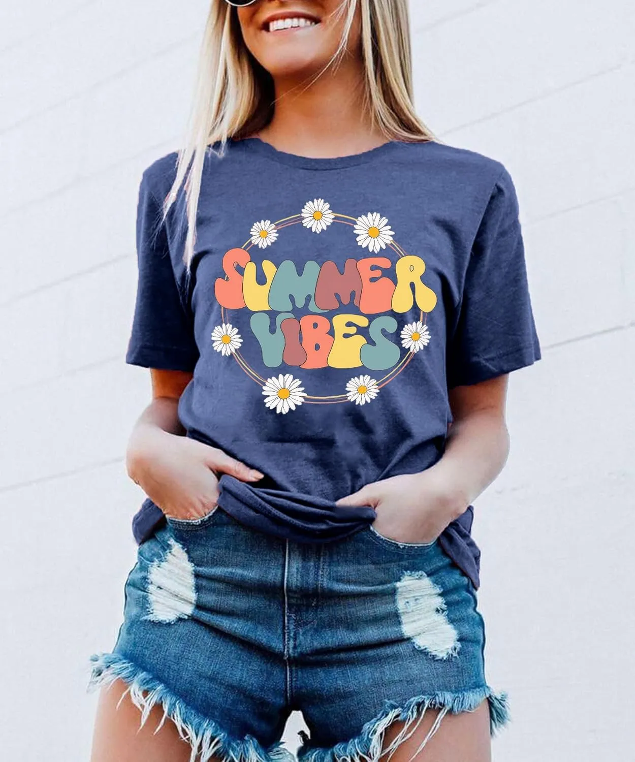 Flower Tshirts Shirts for Women Cute Dandelion Tshirt Casual Short Sleeve Wildflower Floral Heart Print Graphic Tee Tops