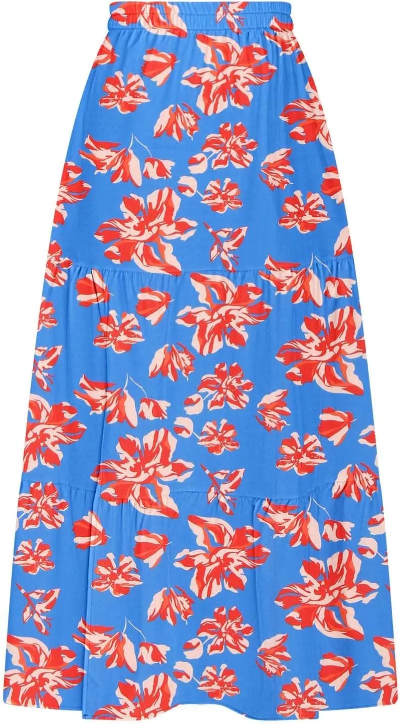 Flowy Maxi Skirts for Women A Line Boho Skirt with Split Tiered Midi Skirt High Waisted Long Skirt Floral Skirts