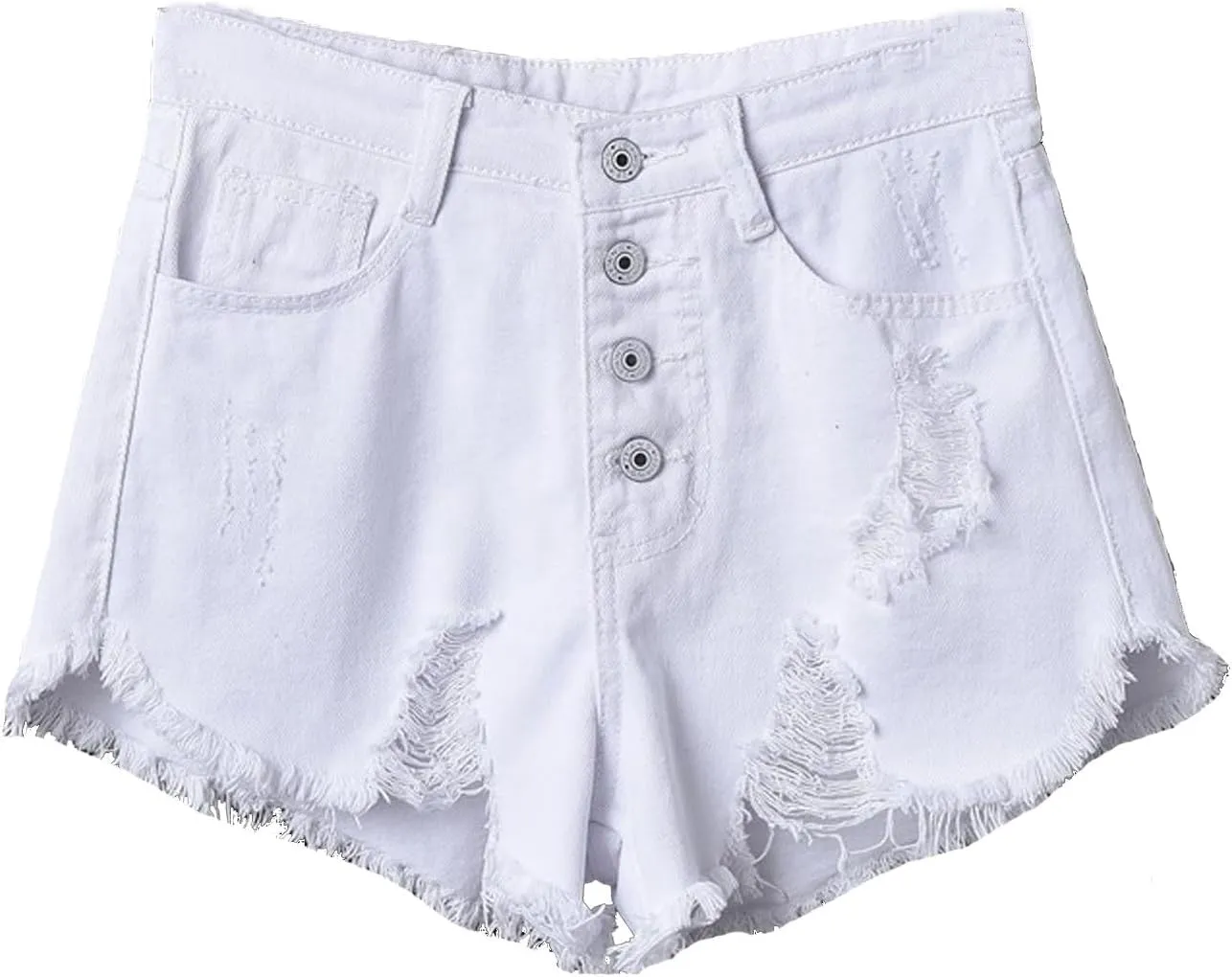 Frayed Raw Hem Ripped Shorts for Women High Waisted Button Fly Denim Shorts Summer 2025 Trendy Sexy Hot Short Jeans
