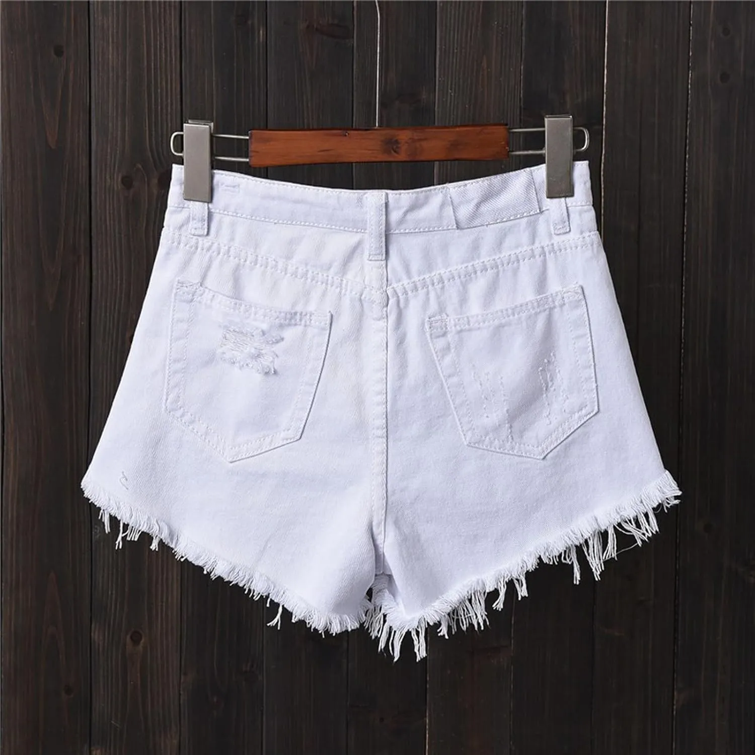 Frayed Raw Hem Ripped Shorts for Women High Waisted Button Fly Denim Shorts Summer 2025 Trendy Sexy Hot Short Jeans