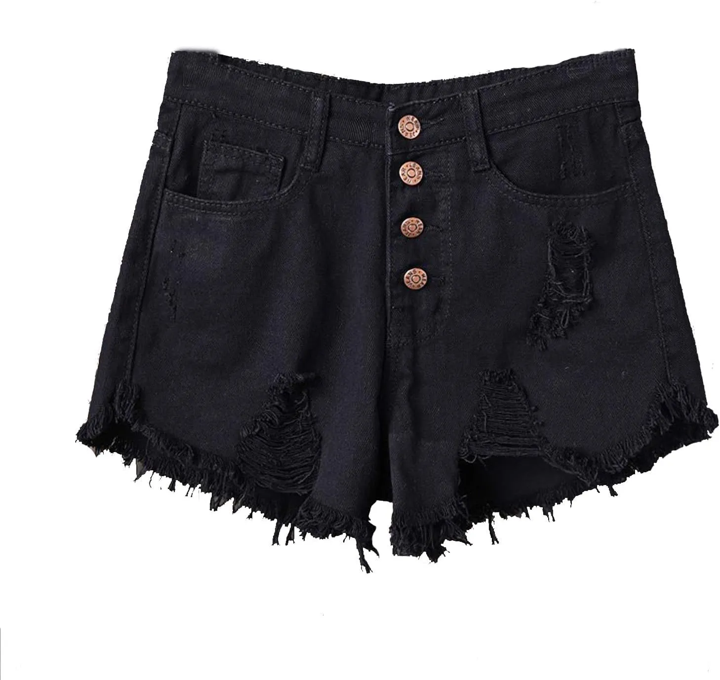 Frayed Raw Hem Ripped Shorts for Women High Waisted Button Fly Denim Shorts Summer 2025 Trendy Sexy Hot Short Jeans