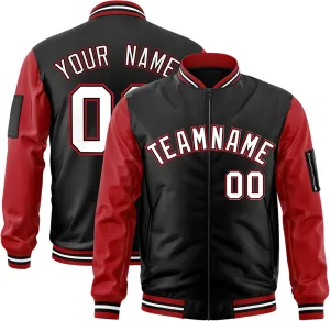 Freecustom Custom Mens Varsity Jackets Lightweight Zip Up Windbreaker Bomber Jacket Personalized Stitched Any Text Logo