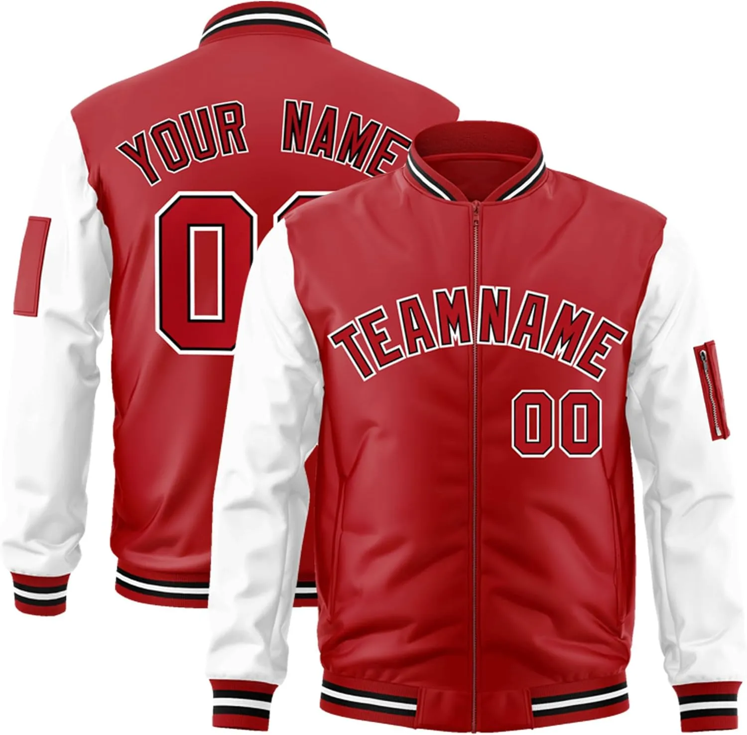 Freecustom Custom Mens Varsity Jackets Lightweight Zip Up Windbreaker Bomber Jacket Personalized Stitched Any Text Logo