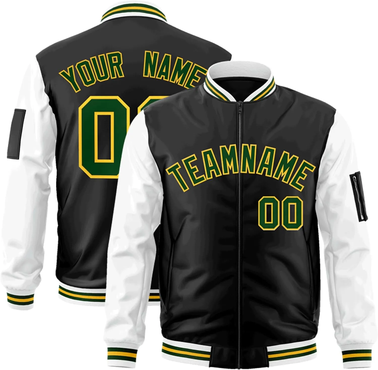 Freecustom Custom Mens Varsity Jackets Lightweight Zip Up Windbreaker Bomber Jacket Personalized Stitched Any Text Logo