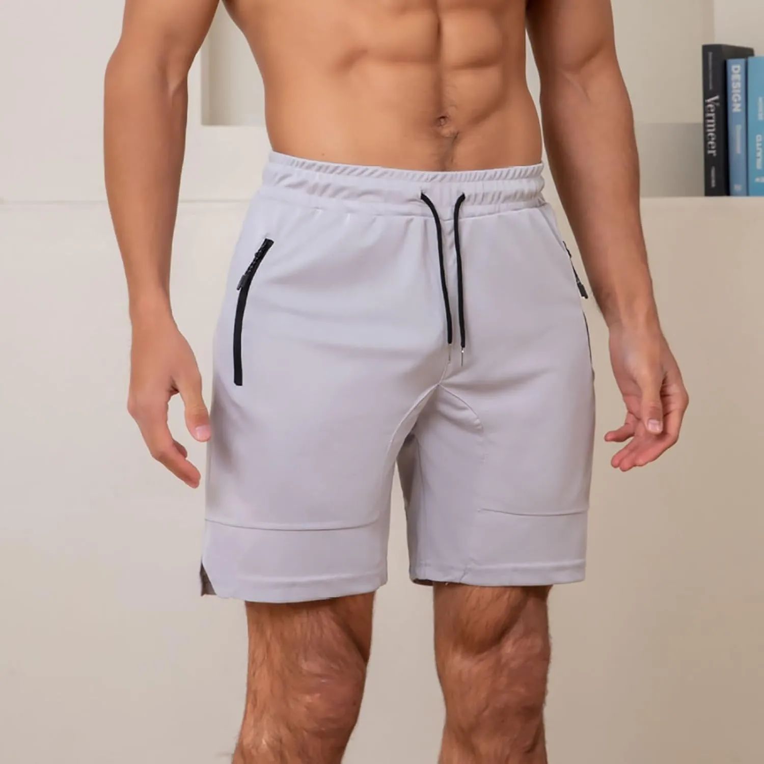 Fxbar Men's 7" Swim Trunks Quick Dry with Zipper Pockets Gym Workout Shorts & Beach Swimming Shorts for Men