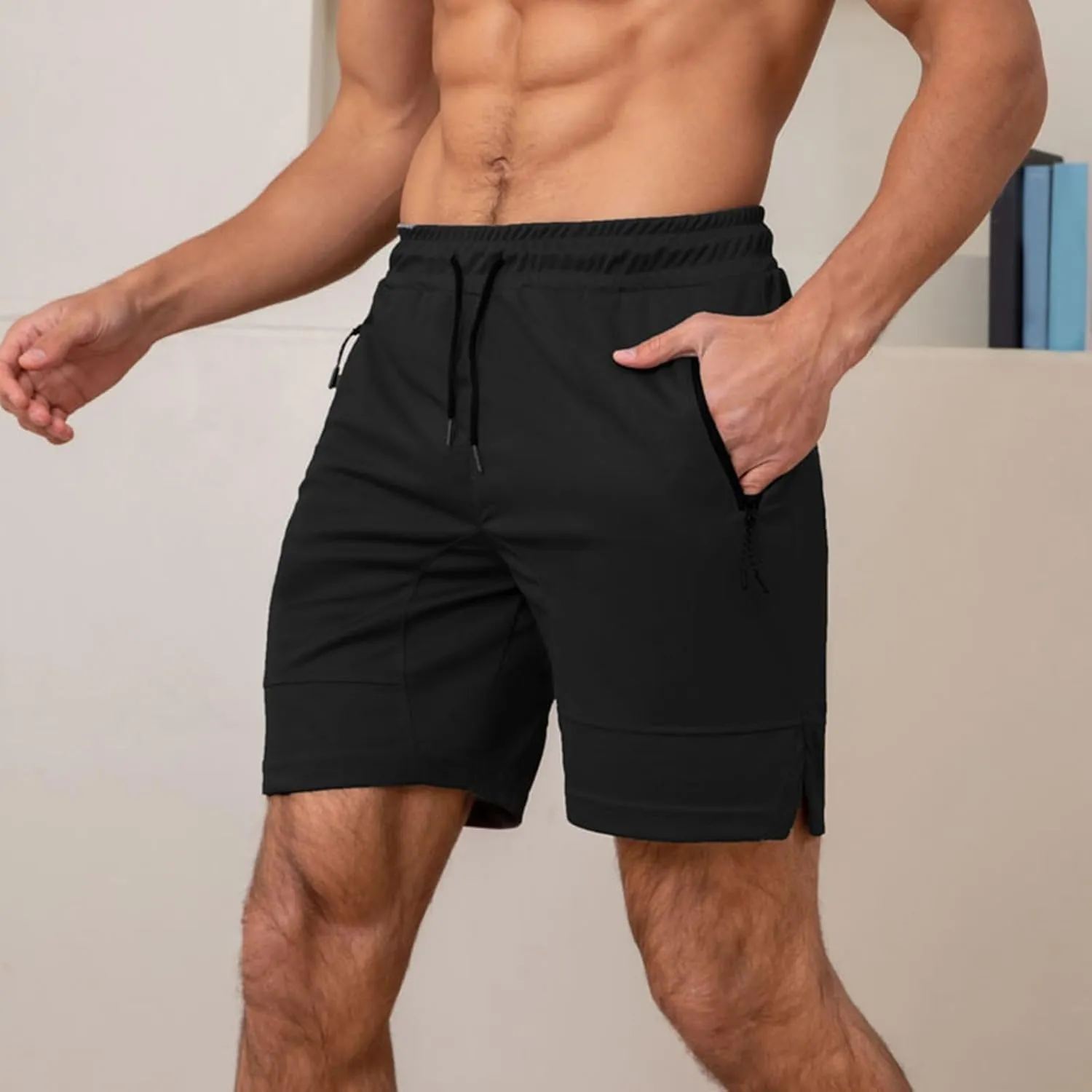 Fxbar Men's 7" Swim Trunks Quick Dry with Zipper Pockets Gym Workout Shorts & Beach Swimming Shorts for Men