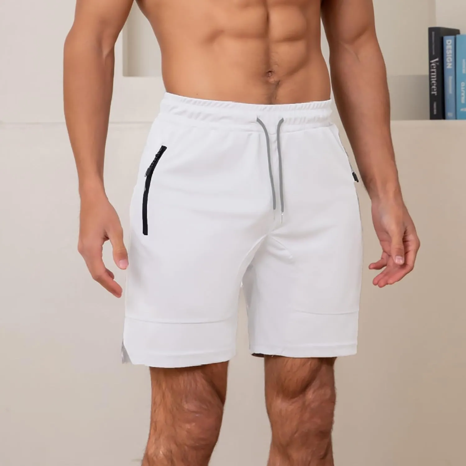 Fxbar Men's 7" Swim Trunks Quick Dry with Zipper Pockets Gym Workout Shorts & Beach Swimming Shorts for Men