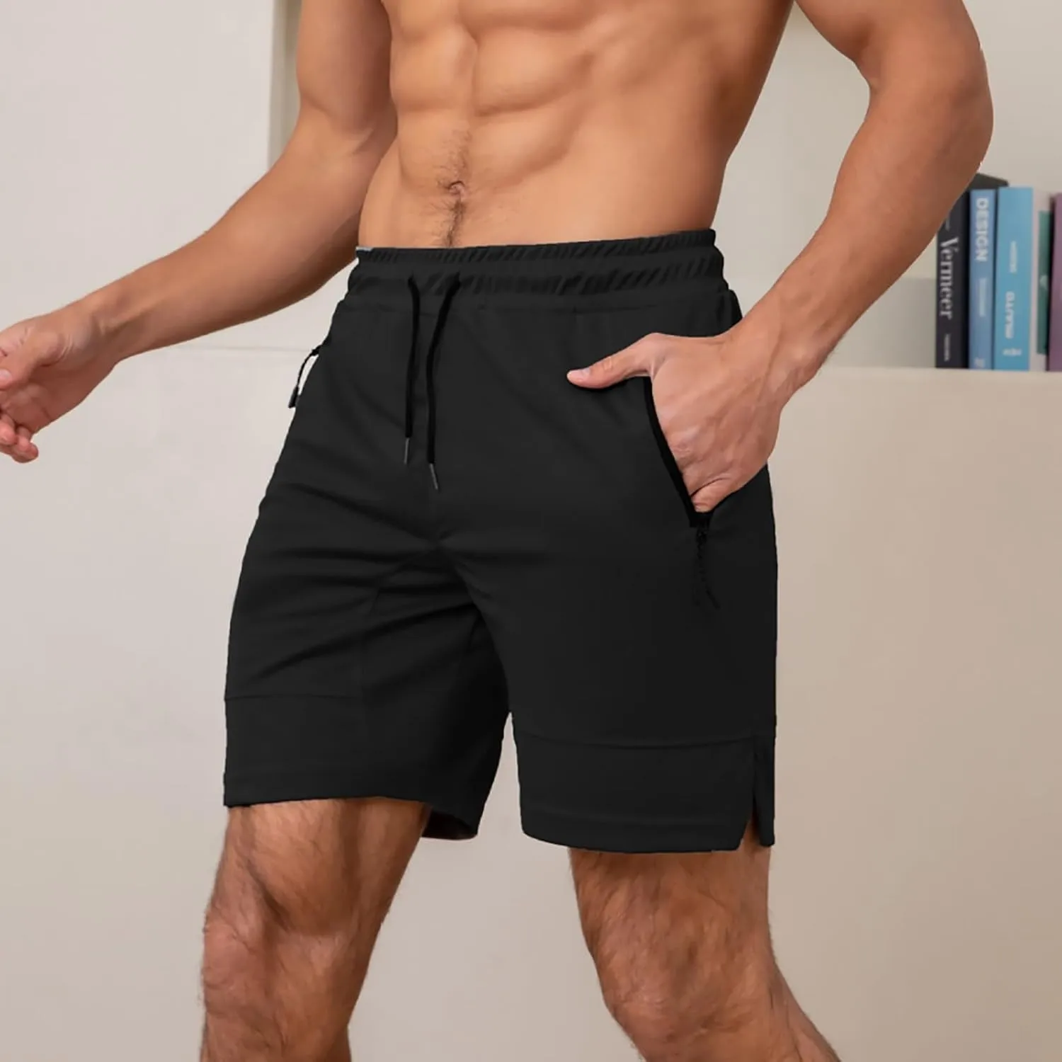 Fxbar Men's 7" Swim Trunks Quick Dry with Zipper Pockets Gym Workout Shorts & Beach Swimming Shorts for Men