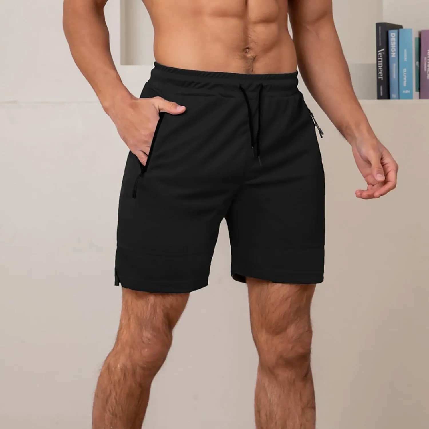 Fxbar Men's 7" Swim Trunks Quick Dry with Zipper Pockets Gym Workout Shorts & Beach Swimming Shorts for Men