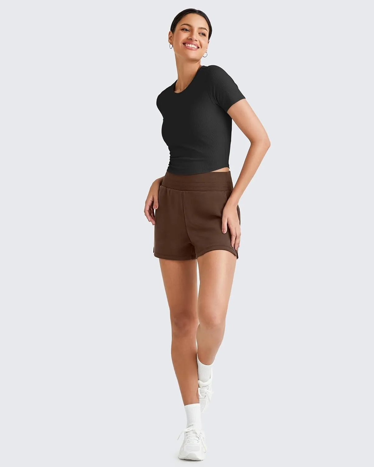 G4Free Smoofit Modal Soft Sweat Shorts for Women High Waist Athletic Shorts for Summer Casual Relaxed with Pockets