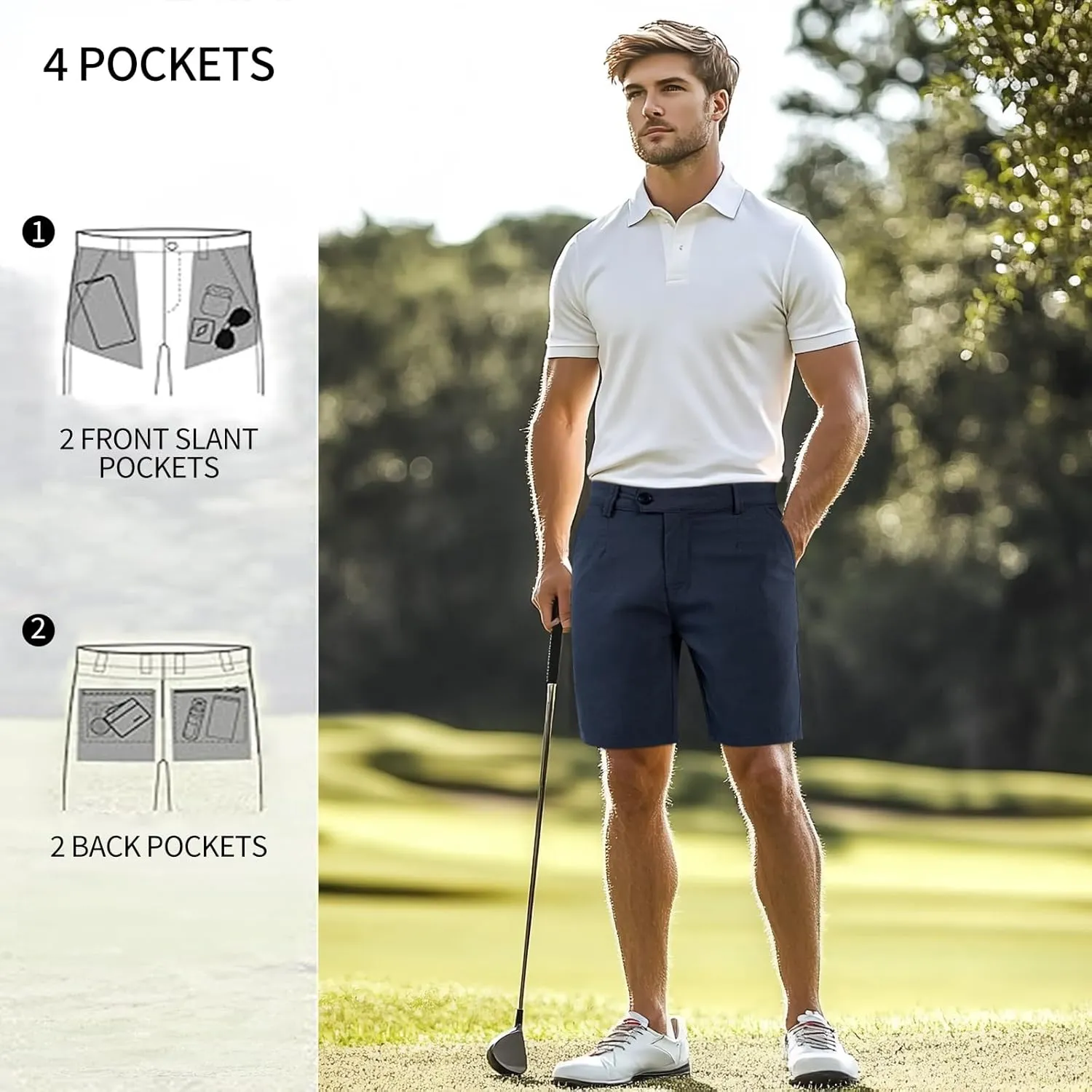 GINGTTO Mens Chino Shorts 9" Inseam Dress Shorts for Men Stretch