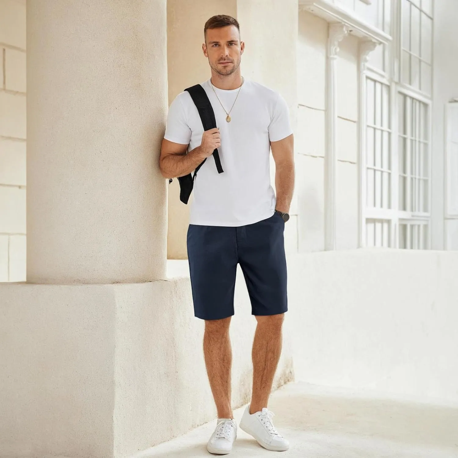GINGTTO Mens Chino Shorts 9" Inseam Dress Shorts for Men Stretch