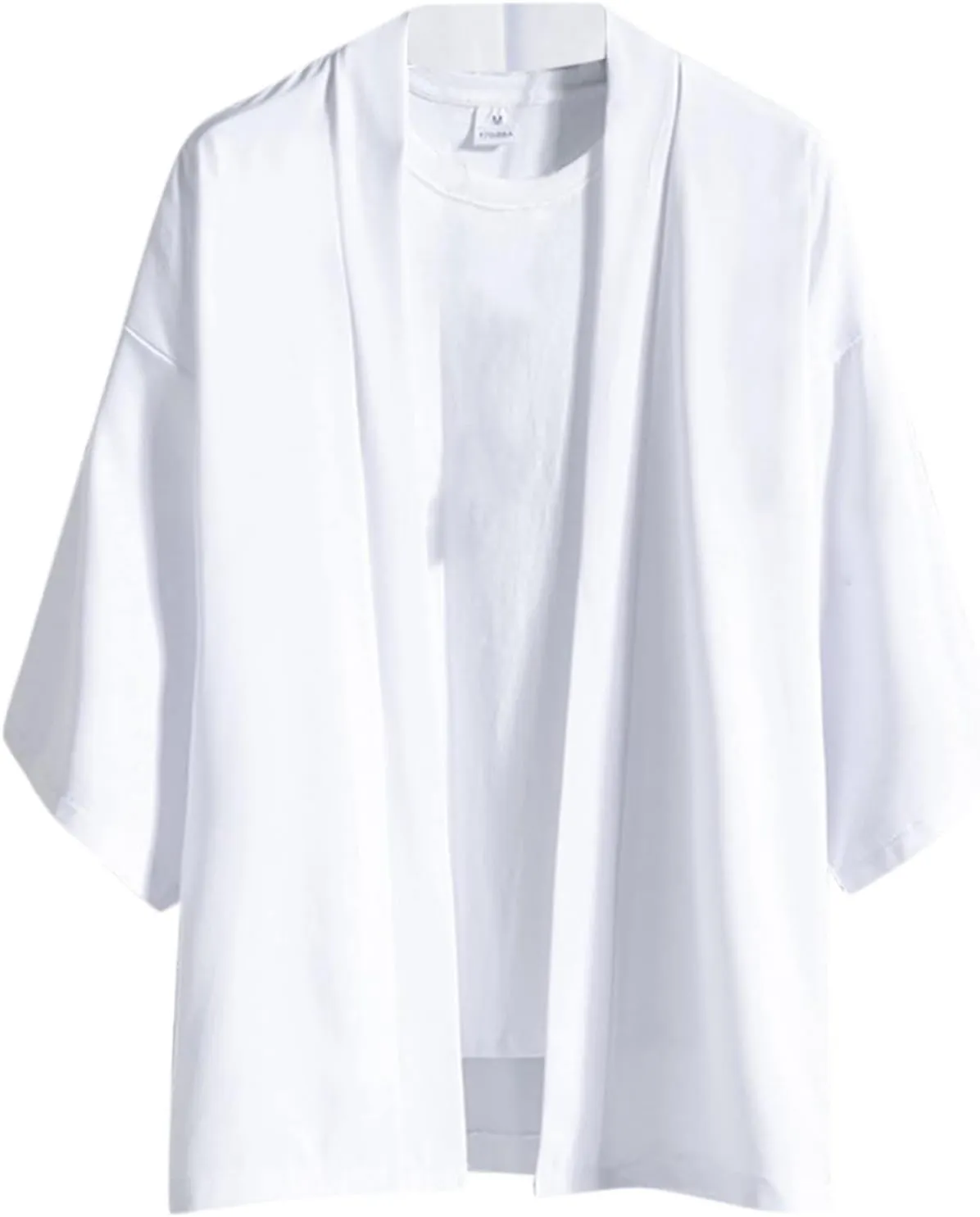 GOKKILRW Mens Lightweight Japanese Style Kimono Jackets 3/4 Sleeve Open Front Drape Cape Cardigan Yukata Coat