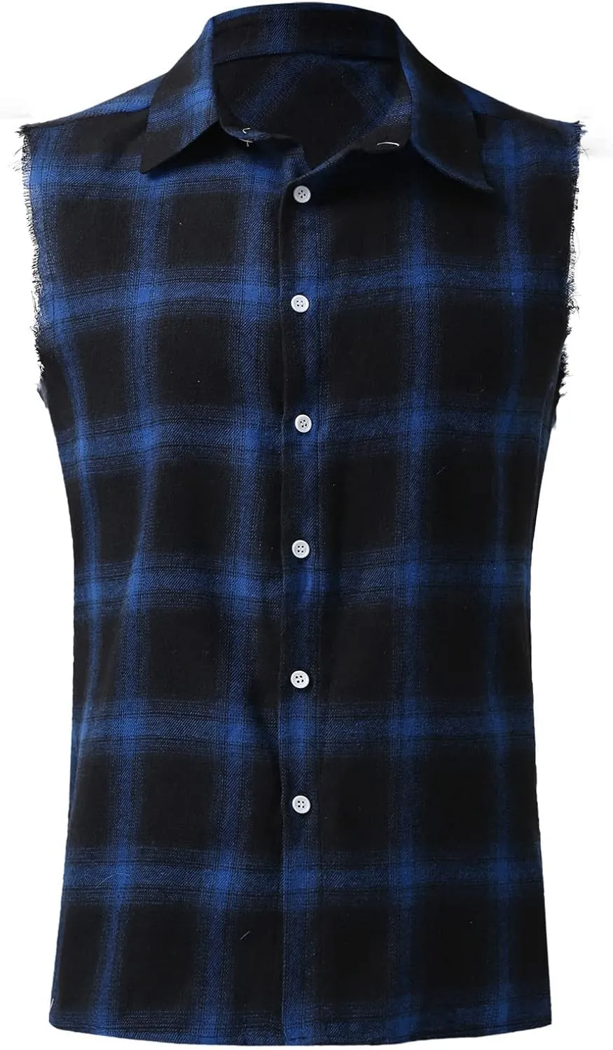 GOKKILRW Mens Sleeveless Flannel Plaid Shirts Casual Button Down Muscle Cut Off Shirts Vintage Western Cowboy Vest Tank Tops