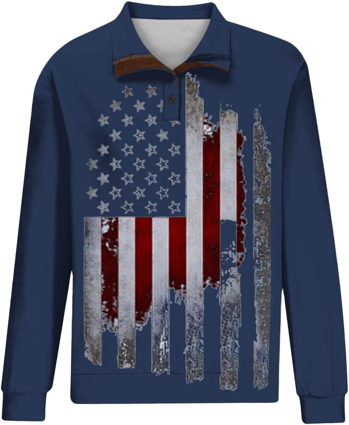 Graphic Hoodies for Men American Flag Corduroy Sweatshirt Oversized Lightweight Stand Collar Button Up Pullover Tops