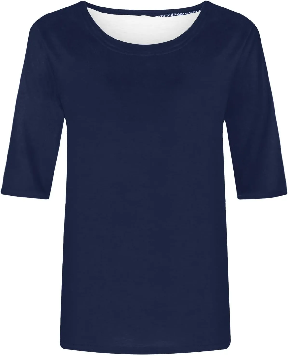 Half Sleeve Tops for Women Trendy 2024 Casual Loose Comfy Tunic Shirts Dressy Crewneck Solid Summer Tshirt Blouses