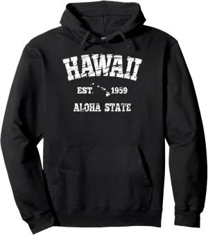 Hawaiian Aloha State Graphic Vintage Hawaiian Islands Pullover Hoodie