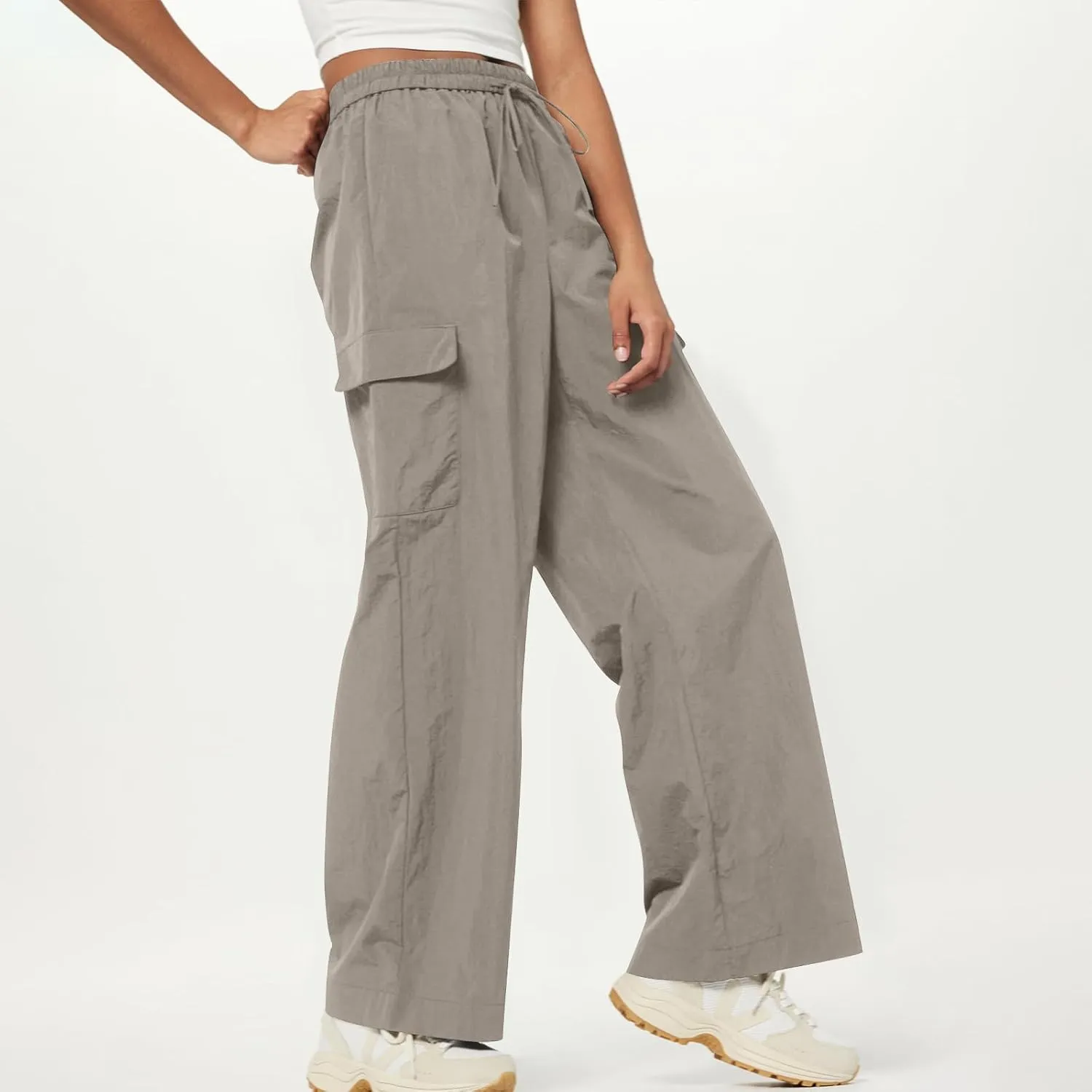 High Waisted Cargo Pants Women Y2K Drawstring Baggy Trendy Trousers with Pockets Casual Sweatpants Streetwear