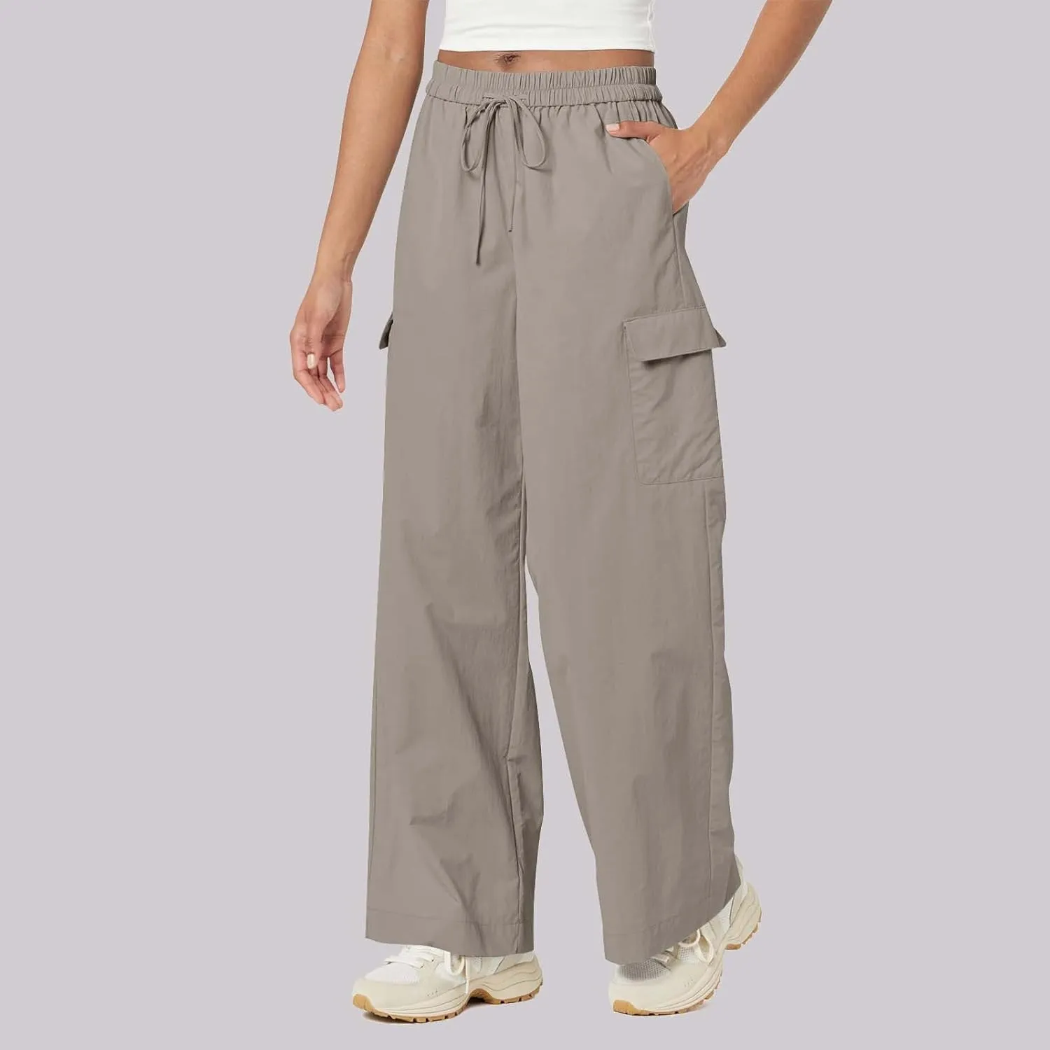 High Waisted Cargo Pants Women Y2K Drawstring Baggy Trendy Trousers with Pockets Casual Sweatpants Streetwear