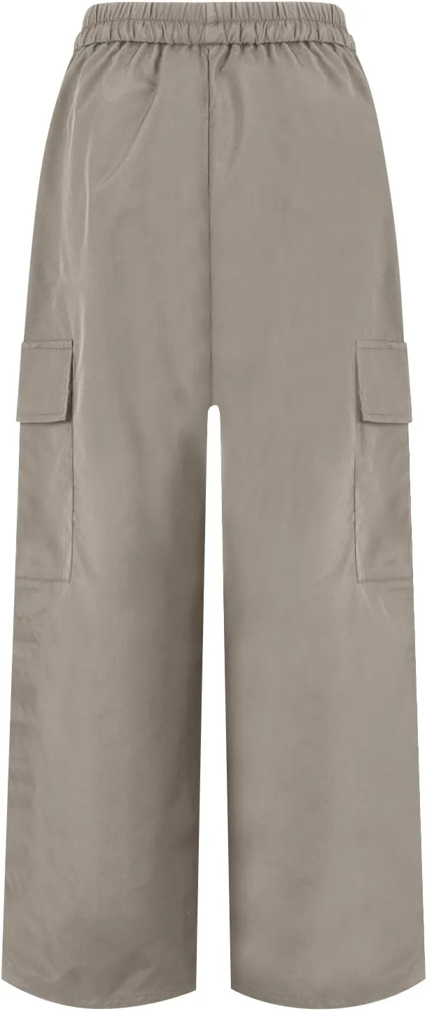 High Waisted Cargo Pants Women Y2K Drawstring Baggy Trendy Trousers with Pockets Casual Sweatpants Streetwear