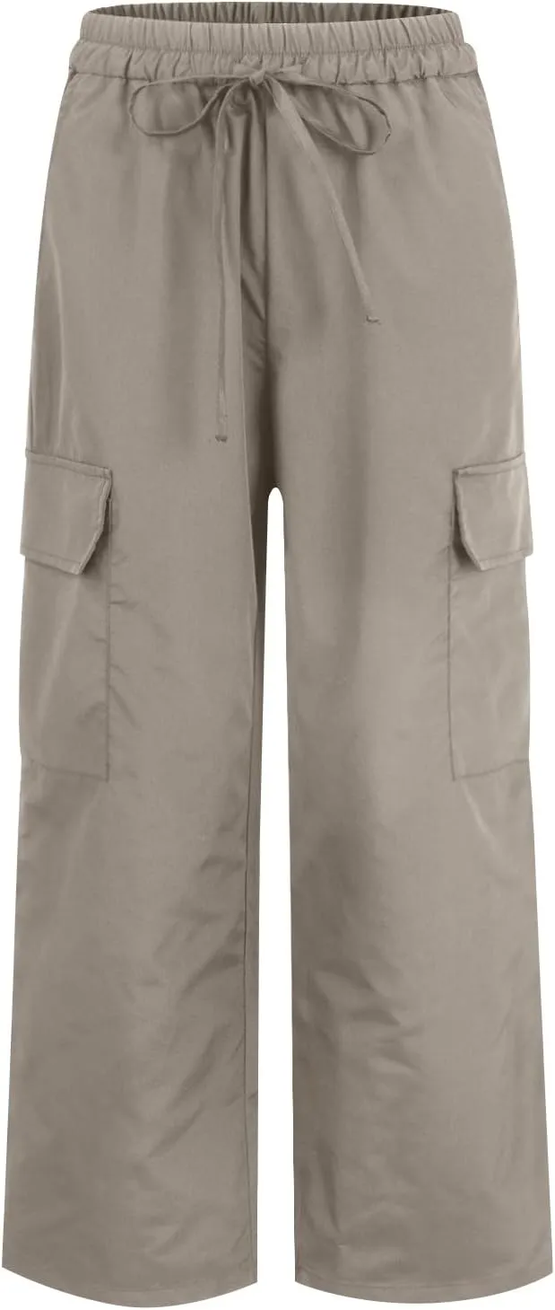 High Waisted Cargo Pants Women Y2K Drawstring Baggy Trendy Trousers with Pockets Casual Sweatpants Streetwear