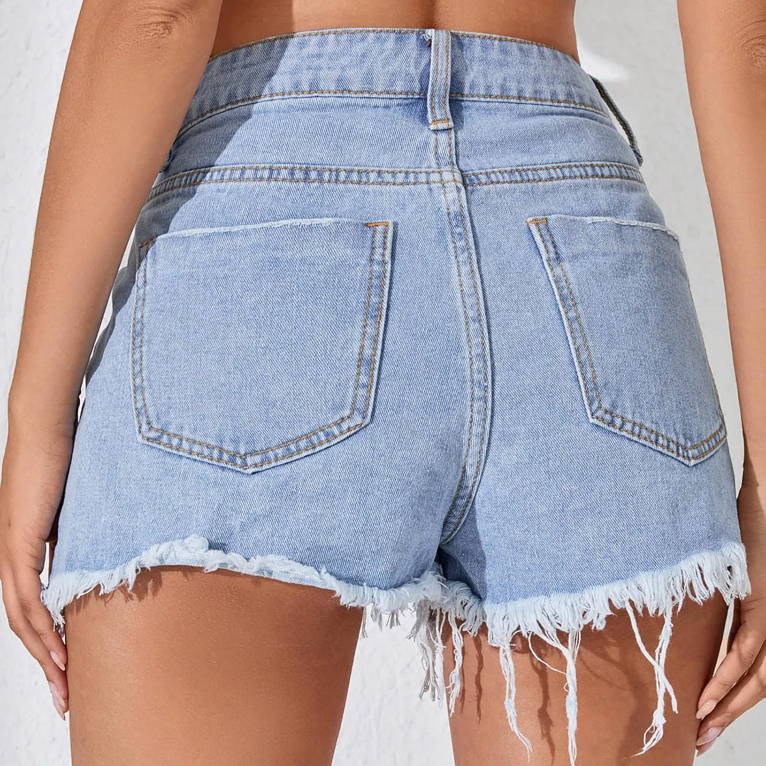 high Waisted Jean Shorts Women Floral Print Casual Stretchy Denim Shorts Trendy Summer hot Short Pants with Pockets