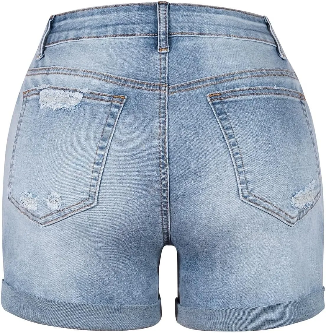 high Waisted Jean Shorts Women Floral Print Casual Stretchy Denim Shorts Trendy Summer hot Short Pants with Pockets