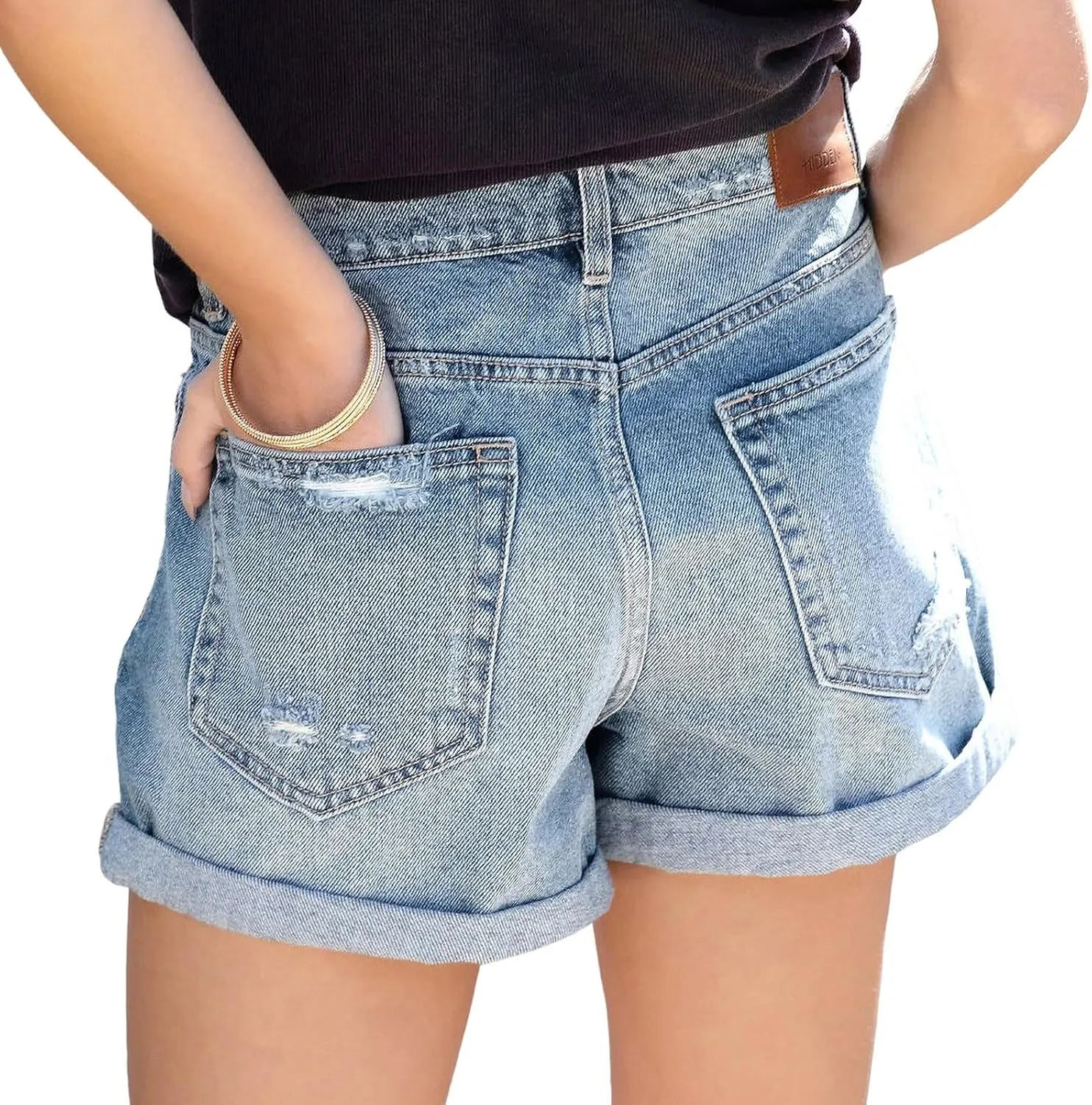 high Waisted Jean Shorts Women Floral Print Casual Stretchy Denim Shorts Trendy Summer hot Short Pants with Pockets
