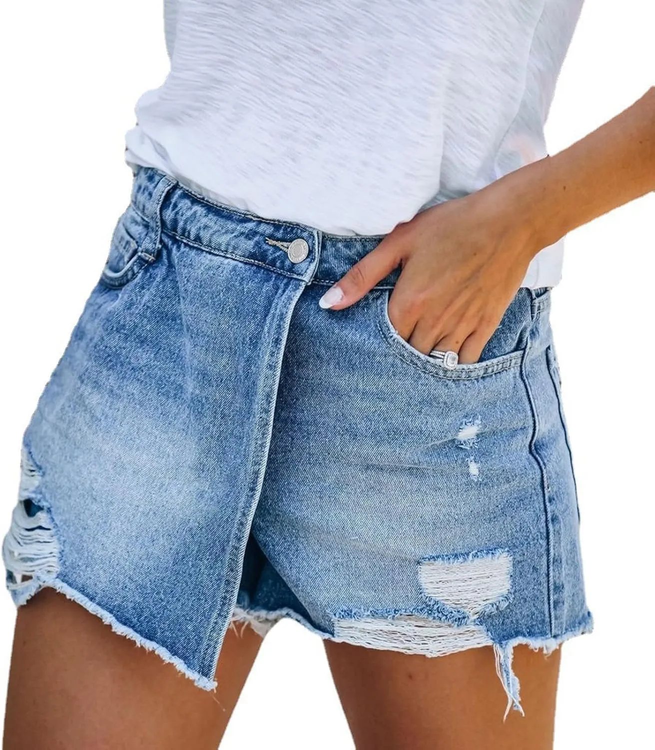high Waisted Jean Shorts Women Floral Print Casual Stretchy Denim Shorts Trendy Summer hot Short Pants with Pockets