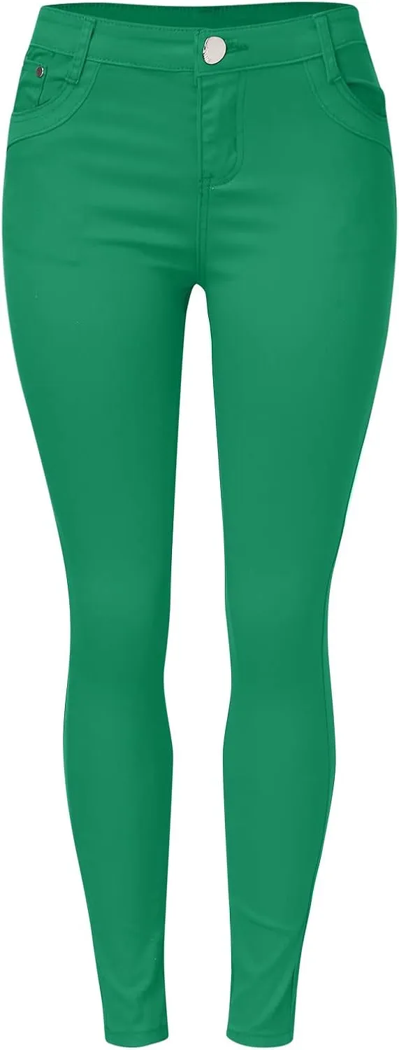 High Waisted-Rise Colored Stretch Skinny Destroyed Ripped Distressed Jeans for Women