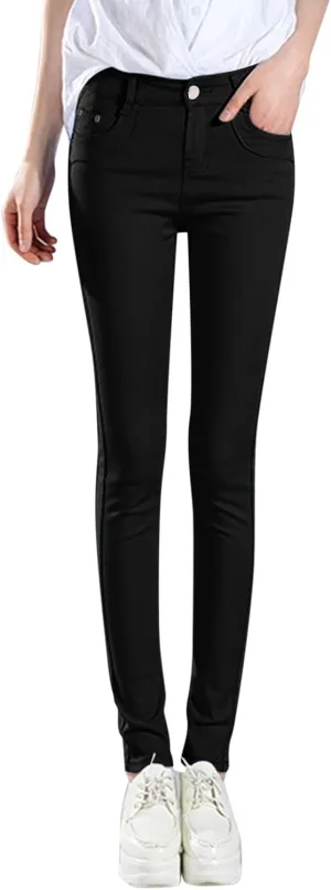 High Waisted-Rise Colored Stretch Skinny Destroyed Ripped Distressed Jeans for Women