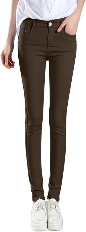 High Waisted-Rise Colored Stretch Skinny Destroyed Ripped Distressed Jeans for Women