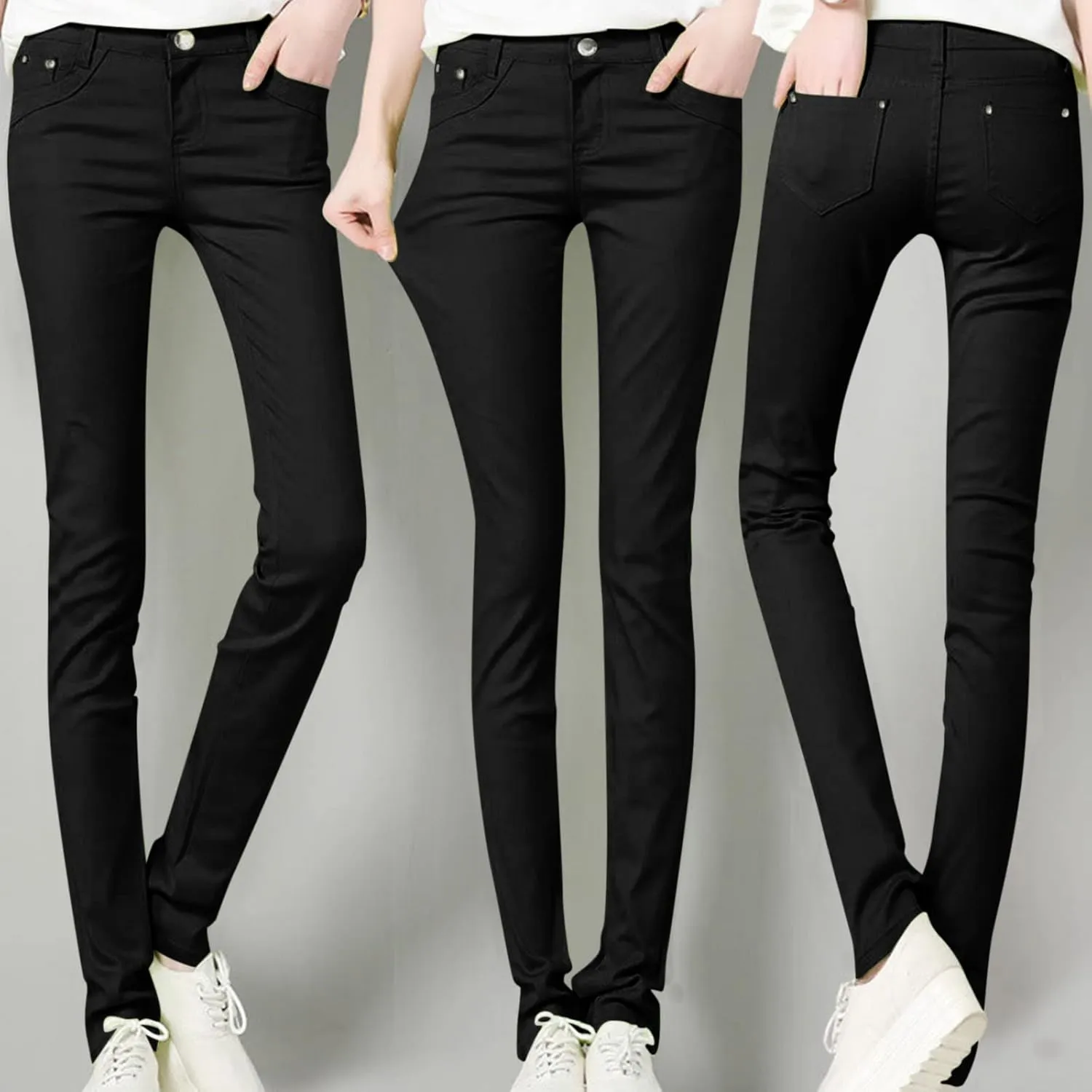 High Waisted-Rise Colored Stretch Skinny Destroyed Ripped Distressed Jeans for Women