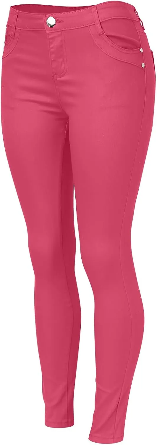 High Waisted-Rise Colored Stretch Skinny Destroyed Ripped Distressed Jeans for Women