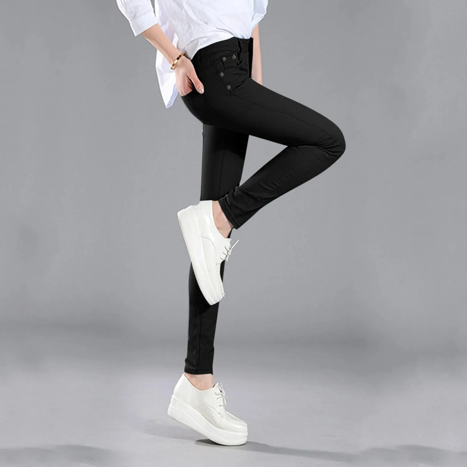 High Waisted-Rise Colored Stretch Skinny Destroyed Ripped Distressed Jeans for Women