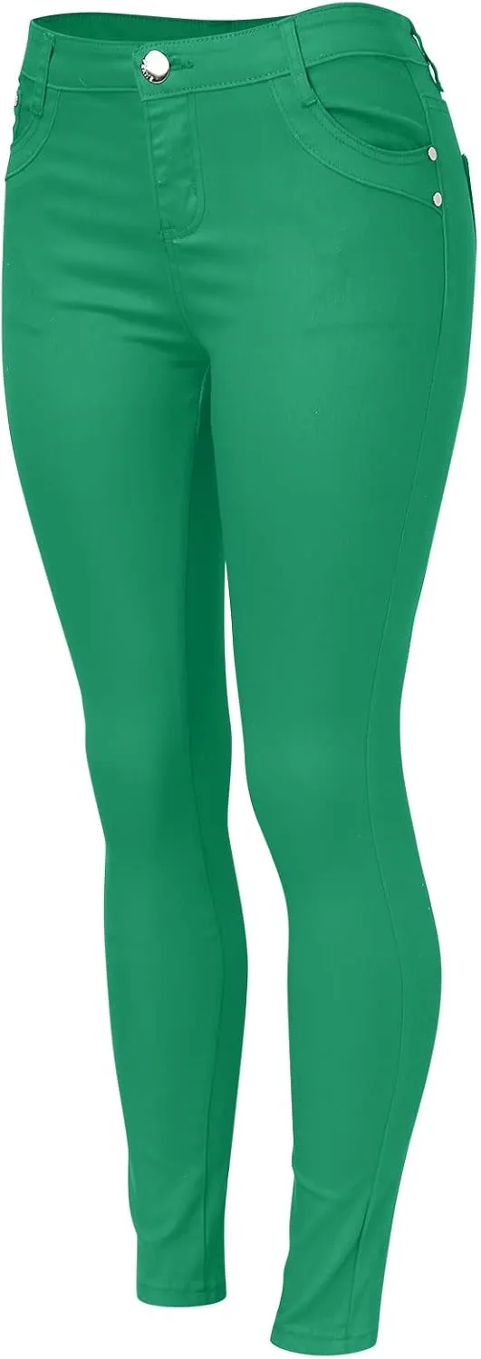 High Waisted-Rise Colored Stretch Skinny Destroyed Ripped Distressed Jeans for Women