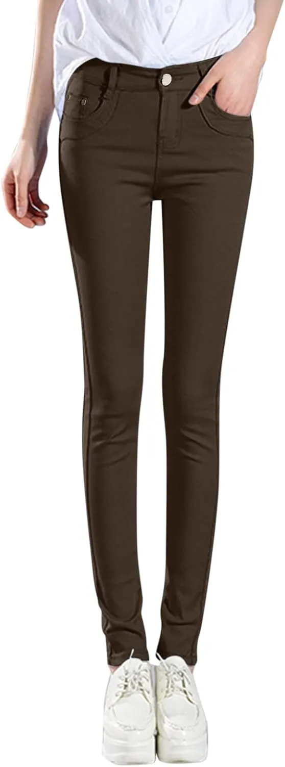 High Waisted-Rise Colored Stretch Skinny Destroyed Ripped Distressed Jeans for Women