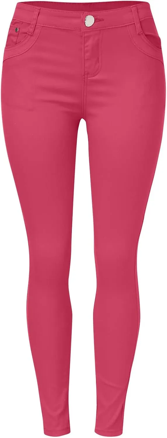 High Waisted-Rise Colored Stretch Skinny Destroyed Ripped Distressed Jeans for Women