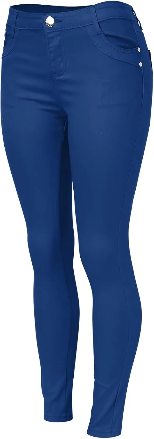 High Waisted-Rise Colored Stretch Skinny Destroyed Ripped Distressed Jeans for Women