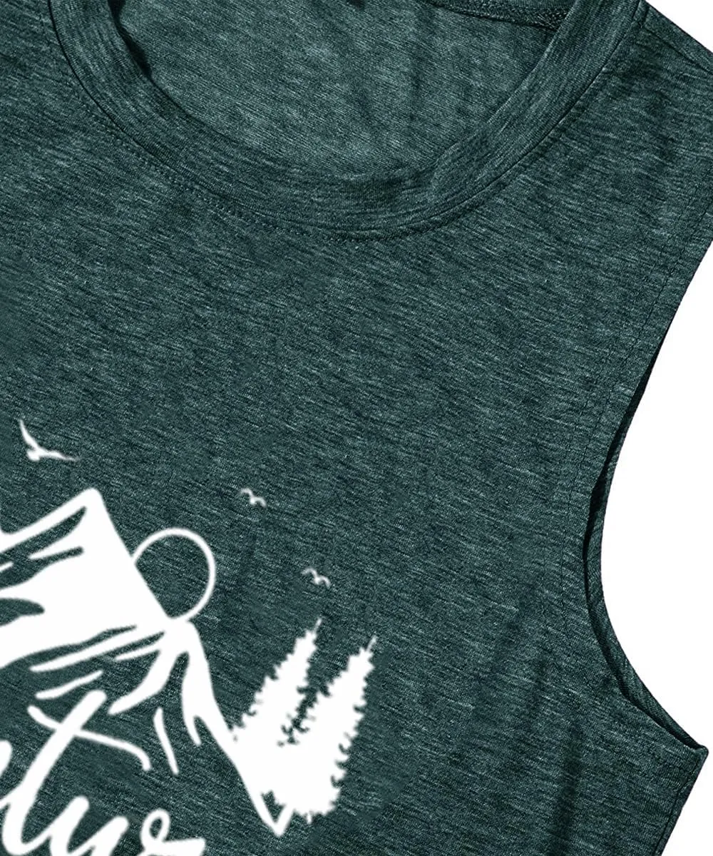 Hiking Mountain Shirts Women Funny Adventure Graphic Tank Top Summer Outdoor Camping Sleeveless Tee