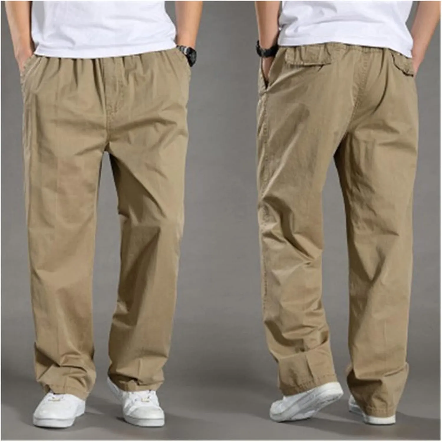 Hiking Pants Men Lightweight Big and Tall Dress Pants Casual Elastic Waist Cargo Pants Breathable Stretch Golf Pants